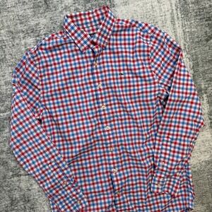 Vineyard Vines Shirt Kids Boys Large Gingham Check Performance Whale Button Up